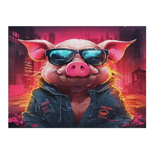 Puzzles Für Erwachsene, Puzzle Schwein, 500 Teile, Puzzle Aus Holz Für Erwachsene Und Kinder Ab 12 Jahren, Lernspielzeug （52×38cm） von AAPZY