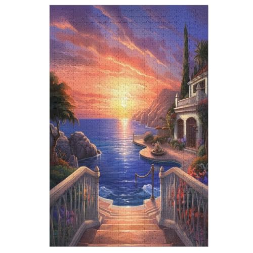 Puzzles Für Erwachsene, Puzzle Villa am Meer, 1000 Teile, Puzzle Aus Holz Für Erwachsene Und Kinder Ab 12 Jahren, Lernspielzeug （78×53cm） von AAPZY