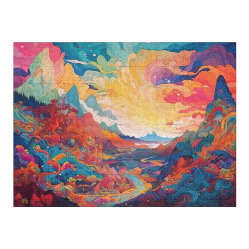 Puzzles Für Erwachsene, Puzzle psychedelische abstrakte Kunst, 500 Teile, Puzzle Aus Holz Für Erwachsene Und Kinder Ab 12 Jahren, Lernspielzeug （52×38cm） von AAPZY