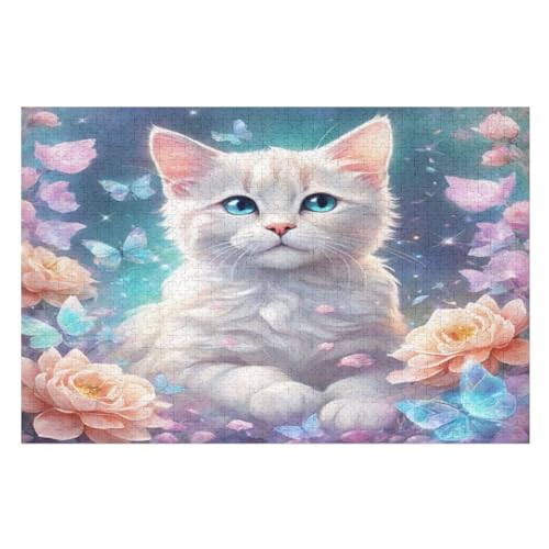 Puzzles Für Erwachsene, süße Katze Puzzles Für Erwachsene, 1000-teiliges Holzpuzzle, Geeignet Für Kinder Ab 12 Jahren, Die Pädagogische Puzzles Lernen （75×50cm） von AAPZY