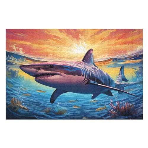 Puzzles Für Erwachsene 1000 Teiliges Haie Puzzles Für Erwachsene Holzbrettpuzzles Denksportaufgaben Für Erwachsene （75×50cm） von AAPZY