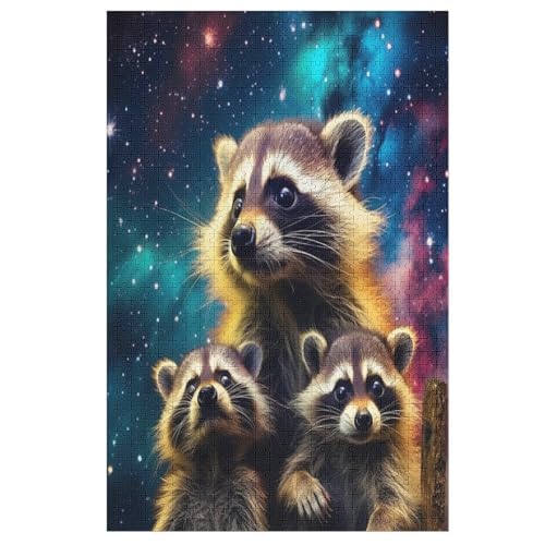 Puzzles Für Erwachsene 1000 Teiliges Waschbär Puzzles Für Erwachsene Holzbrettpuzzles Denksportaufgaben Für Erwachsene （78×53cm） von AAPZY