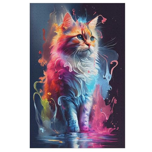 Puzzles Für Erwachsene Und Kinder, Katze -Puzzle, 1000 Teile, Kreative Holzpuzzles, Puzzles Für Erwachsene, Geschenke （78×53cm） von AAPZY