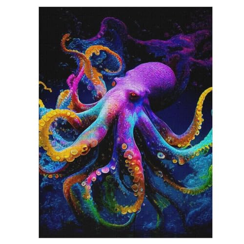 Puzzles Für Erwachsene Und Kinder, Oktopus -Puzzle, 500 Teile, Kreative Holzpuzzles, Puzzles Für Erwachsene, Geschenke （55×41cm） von AAPZY