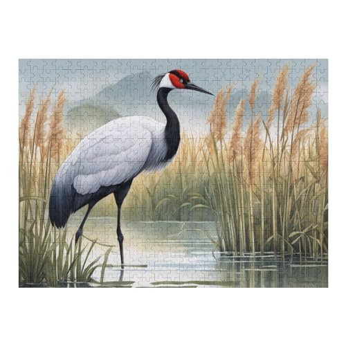 Puzzles Für Erwachsene Und Kinder, Rot-Crowned Crane -Puzzle, 500 Teile, Kreative Holzpuzzles, Puzzles Für Erwachsene, Geschenke （52×38cm） von AAPZY