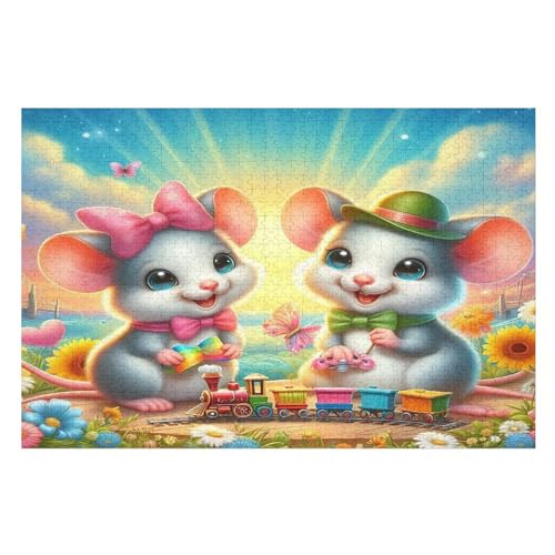 Puzzles Für Erwachsene: Cute Maus, 1000-teiliges Holzpuzzle Für Erwachsene Und Kinder Ab 12 Jahren. Tolles Geschenk Für Erwachsene （75×50cm） von AAPZY