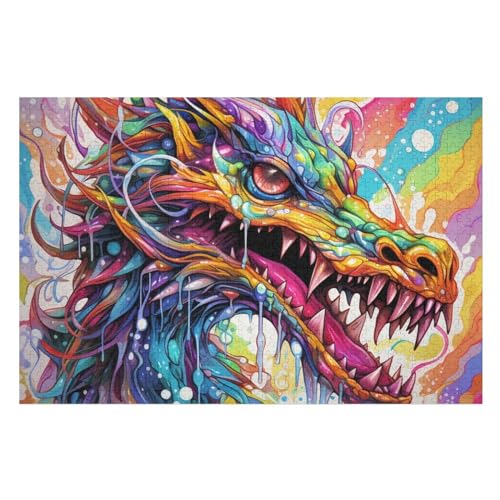 Puzzles Für Erwachsene: Drachen, 1000-teiliges Holzpuzzle Für Erwachsene Und Kinder Ab 12 Jahren. Tolles Geschenk Für Erwachsene （75×50cm） von AAPZY