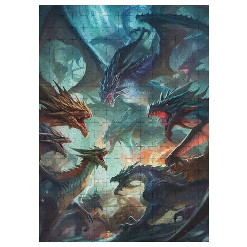 Puzzles Für Erwachsene: Drachen, 300-teiliges Holzpuzzle Für Erwachsene Und Kinder Ab 12 Jahren. Tolles Geschenk Für Erwachsene 42×30cm von AAPZY