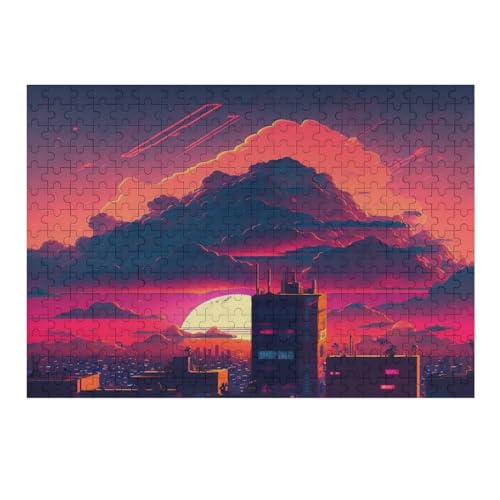 Puzzles Für Erwachsene: Gemalte Sonnenuntergänge in Tokio, 300-teiliges Holzpuzzle Für Erwachsene Und Kinder Ab 12 Jahren. Tolles Geschenk Für Erwachsene （40×28cm） von AAPZY