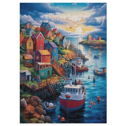 Puzzles Für Erwachsene: Sonnenuntergang über dem Hafen, 300-teiliges Holzpuzzle Für Erwachsene Und Kinder Ab 12 Jahren. Tolles Geschenk Für Erwachsene （42×30cm） von AAPZY