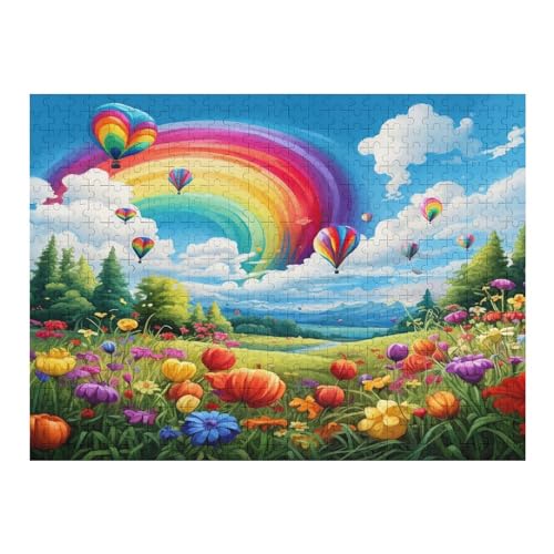 Regenbogenballon Puzzle 500 Teile,Puzzles Für Erwachsene, Impossible Puzzle, Geschicklichkeitsspiel Für Die Ganze Familie, Puzzle Kinder,Holzpuzzle-Geschenk,Raumdekoration, （52×38cm） von AAPZY