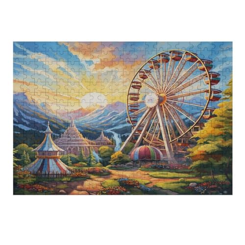 Riesenrad Puzzle 300 Teile, Holzpuzzle Für Erwachsene, Impossible Puzzle, Geschicklichkeitsspiel Für Die Ganze Familie, Puzzle Farbenfrohes Legespiel Kinder Puzzles （40×28cm） von AAPZY