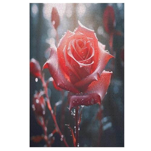 Rose 1000 Teile Puzzle Für Erwachsene, Herausforderung Puzzles - Familienpuzzle Verringerter Druck Schwieriges Puzzle Rahmen Holzpuzzle Für Erwachsene Kinder 12+ 78×53cm von AAPZY