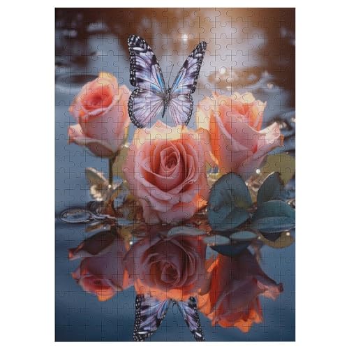 Rose Holzpuzzle 300 Stück Puzzles Für Erwachsene Teenager Stress Abbauen Familien-Puzzlespiel Poster 300-teiliges Puzzle Kinder Lernspiel Spielzeug Geschenk 42×30cm von AAPZY