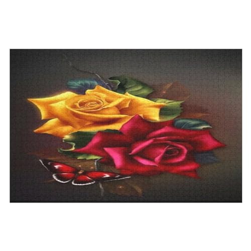 Rose Holzpuzzle Erwachsene - 1000 Teiliges Jigsaw Knobelspiel - Puzzle Für Erwachsene & Kinder - Outdoor & Reisespielzeug - Geduldspiel （75×50cm） von AAPZY