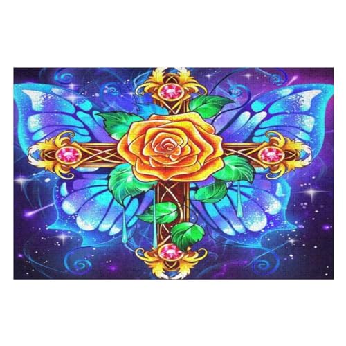 Rose Holzpuzzle Erwachsene - 1000 Teiliges Jigsaw Knobelspiel - Puzzle Für Erwachsene & Kinder - Outdoor & Reisespielzeug - Geduldspiel （75×50cm） von AAPZY