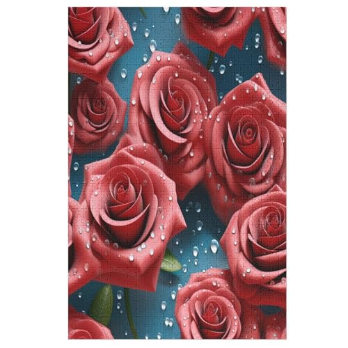 Rose Holzpuzzle Erwachsene - 1000 Teiliges Jigsaw Knobelspiel - Puzzle Für Erwachsene & Kinder - Outdoor & Reisespielzeug - Geduldspiel 78×53cm von AAPZY