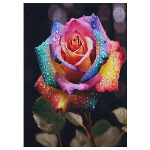 Rose -Puzzle, 300 Teile,Holzpuzzle Für Erwachsene Kinder, Lustiges Spielzeug, Denkspiel, Spielzeug, Bildungsspiel, Herausforderung, Pädagogisch, 42×30cm von AAPZY