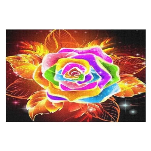 Rose Puzzle 1000 Teile,Puzzles Für Erwachsene, Impossible Puzzle, Geschicklichkeitsspiel Für Die Ganze Familie, Puzzle Kinder,Holzpuzzle-Geschenk,Raumdekoration, （75×50cm） von AAPZY