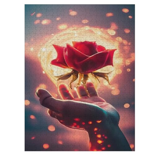 Rose – Puzzle 500 Teile, Holzpuzzle, Herausforderndes Geschicklichkeitsspiel Für Die Ganze Familie, Kinder Erwachsenenpuzzle Ab 12 Jahren （55×41cm） von AAPZY