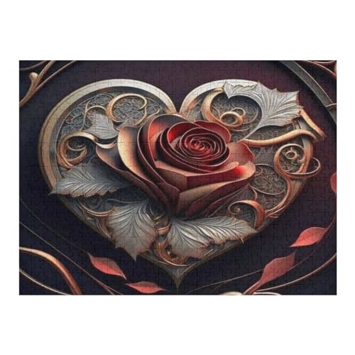 Rose Puzzle Für Erwachsene 500 Teile Premium 100% Recyceltes Brett Zum Lernen, Lernspielzeug, Familienspiele Kinder Holzpuzzle （52×38cm） von AAPZY