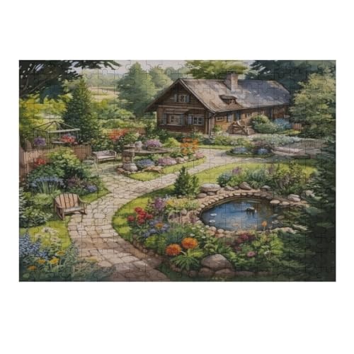 Rustikales Cottage Holzpuzzle 300 Teile, Knobelspiele Für Erwachsene, Teenager, Puzzles Unmögliche - Kinder Puzzle Zimmer Deko （40×28cm） von AAPZY