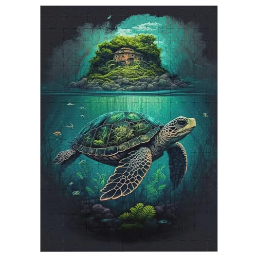 Schildkröte -Puzzle, 300 Teile,Holzpuzzle Für Erwachsene Kinder, Lustiges Spielzeug, Denkspiel, Spielzeug, Bildungsspiel, Herausforderung, Pädagogisch, 42×30cm von AAPZY