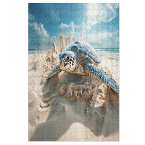 Schildkröte Puzzles 1000 Teile Erwachsener Kniffel Spaß Für Die Ganze Familie - 1000 Puzzleteilige Motive, Holzpuzzle Kinder Erwachsene, Impossible Puzzle Schwer （78×53cm） von AAPZY