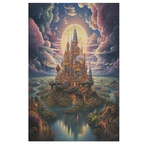 Schloss Holzpuzzle Erwachsene - 1000 Teiliges Jigsaw Knobelspiel - Puzzle Für Erwachsene & Kinder - Outdoor & Reisespielzeug - Geduldspiel 78×53cm von AAPZY