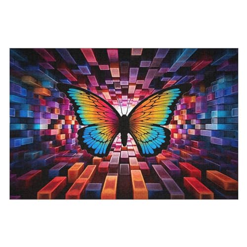 Schmetterling Holzpuzzle Erwachsene - 1000 Teiliges Jigsaw Knobelspiel - Puzzle Für Erwachsene & Kinder - Outdoor & Reisespielzeug - Geduldspiel （75×50cm） von AAPZY