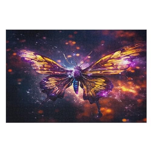 Schmetterling -Puzzle, 1000 Teile,Holzpuzzle Für Erwachsene Kinder, Lustiges Spielzeug, Denkspiel, Spielzeug, Bildungsspiel, Herausforderung, Pädagogisch, （75×50cm） von AAPZY