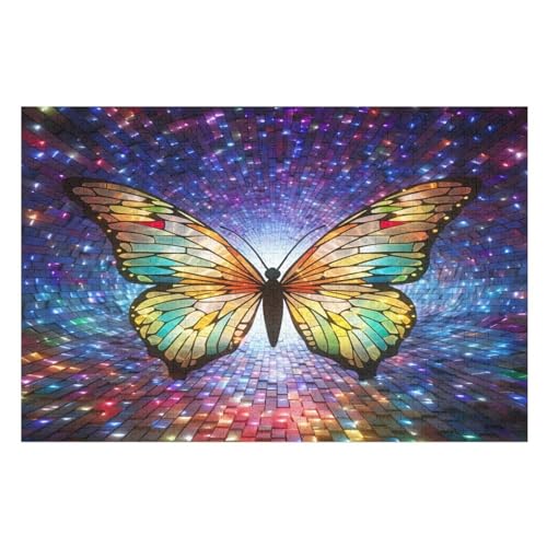 Schmetterling -Puzzle, 1000 Teile,Holzpuzzle Für Erwachsene Kinder, Lustiges Spielzeug, Denkspiel, Spielzeug, Bildungsspiel, Herausforderung, Pädagogisch, （75×50cm） von AAPZY