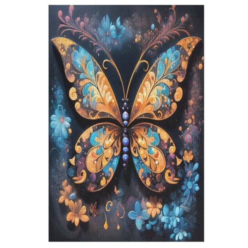 Schmetterling -Puzzle, 1000 Teile,Holzpuzzle Für Erwachsene Kinder, Lustiges Spielzeug, Denkspiel, Spielzeug, Bildungsspiel, Herausforderung, Pädagogisch, 78×53cm von AAPZY