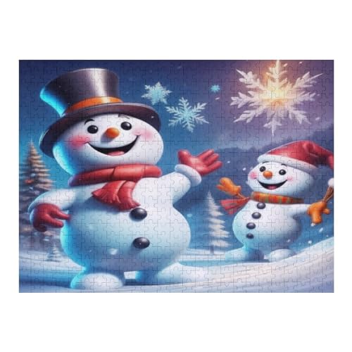 Schneemann -Puzzle, 500 Teile,Holzpuzzle Für Erwachsene Kinder, Lustiges Spielzeug, Denkspiel, Spielzeug, Bildungsspiel, Herausforderung, Pädagogisch, （52×38cm） von AAPZY