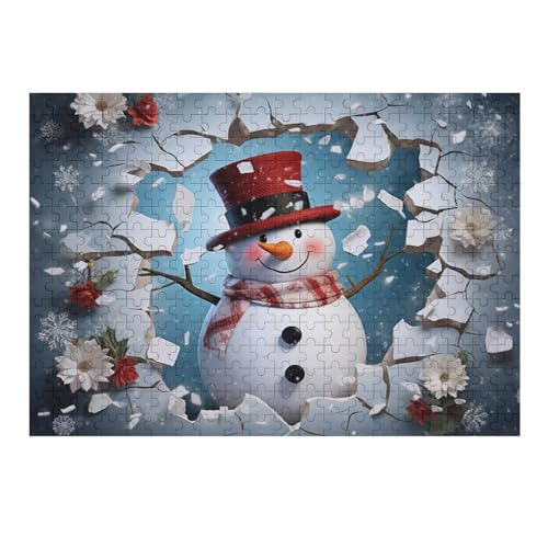 Schneemann Puzzle 300 Teile,Puzzles Für Erwachsene, Impossible Puzzle, Geschicklichkeitsspiel Für Die Ganze Familie, Puzzle Kinder,Holzpuzzle-Geschenk,Raumdekoration, （40×28cm） von AAPZY