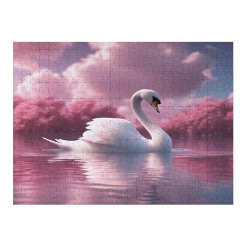 Schwan 500 Teile Puzzle Für Erwachsene, Herausforderung Puzzles - Familienpuzzle Verringerter Druck Schwieriges Puzzle Rahmen Holzpuzzle Für Erwachsene Kinder 12+ （52×38cm） von AAPZY