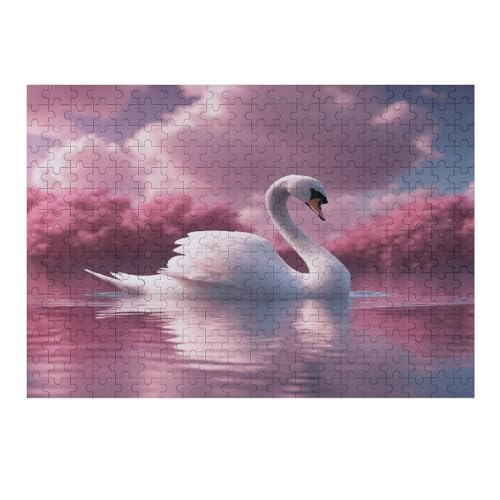 Schwan Puzzle 300 Teile,Puzzles Für Erwachsene, Impossible Puzzle, Geschicklichkeitsspiel Für Die Ganze Familie, Puzzle Kinder,Holzpuzzle-Geschenk,Raumdekoration, （40×28cm） von AAPZY