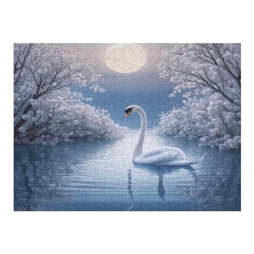 Schwan Puzzle 500 Teile,Puzzles Für Erwachsene, Impossible Puzzle, Geschicklichkeitsspiel Für Die Ganze Familie, Puzzle Kinder,Holzpuzzle-Geschenk,Raumdekoration, （52×38cm） von AAPZY