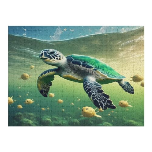 Sea Schildkröte Holzpuzzle 500 Teile,Puzzles Für Erwachsene, Impossible Puzzle, Geschicklichkeitsspiel Für Die Ganze Familie,Home Dekoration Puzzle, Puzzle Kinder Legespiel （52×38cm） von AAPZY