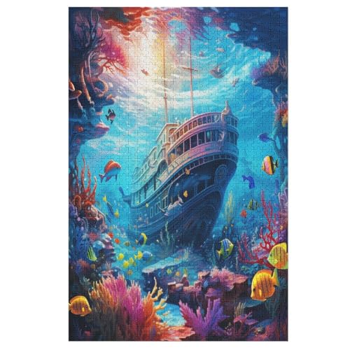 Seabed A School of Fisch 1000 Teile Premium-Puzzles Für Erwachsene Kinder- Holzpuzzles Spaß Und Lernspiele - Perfekte Puzzle-Geschenke （78×53cm） von AAPZY