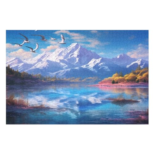 Seen and Snowy Mountains Holzpuzzle Erwachsene - 1000 Teiliges Jigsaw Knobelspiel - Puzzle Für Erwachsene & Kinder - Outdoor & Reisespielzeug - Geduldspiel （75×50cm） von AAPZY