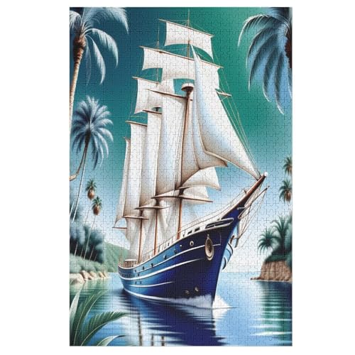 Segelboot Puzzles 1000 Teile Erwachsener Kniffel Spaß Für Die Ganze Familie - 1000 Puzzleteilige Motive, Holzpuzzle Kinder Erwachsene, Impossible Puzzle Schwer 78×53cm von AAPZY