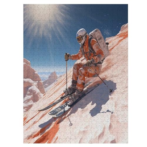 Skifahren 500 Teile Puzzle Für Erwachsene, Herausforderung Puzzles - Familienpuzzle Verringerter Druck Schwieriges Puzzle Rahmen Holzpuzzle Für Erwachsene Kinder 12+ （55×41cm） von AAPZY