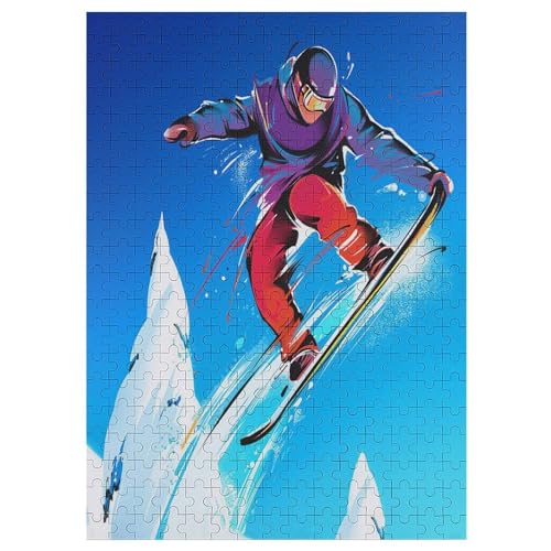 Snowboard Puzzle 300 Teile,Puzzles Für Erwachsene, Impossible Puzzle, Geschicklichkeitsspiel Für Die Ganze Familie, Puzzle Kinder,Holzpuzzle-Geschenk,Raumdekoration, 42×30cm von AAPZY