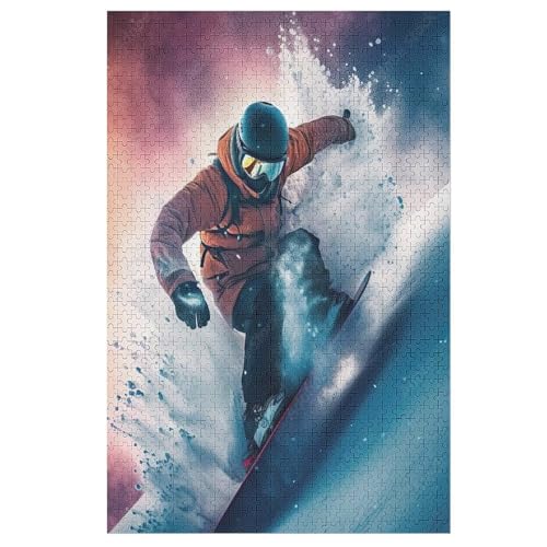 Snowboard Puzzle Für Erwachsene 1000 Teile Premium 100% Recyceltes Brett Zum Lernen, Lernspielzeug, Familienspiele Kinder Holzpuzzle 78×53cm von AAPZY