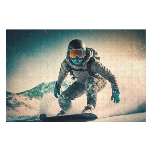 Snowboard Puzzles 1000 Teile Erwachsener Kniffel Spaß Für Die Ganze Familie - 1000 Puzzleteilige Motive, Holzpuzzle Kinder Erwachsene, Impossible Puzzle Schwer （75×50cm） von AAPZY