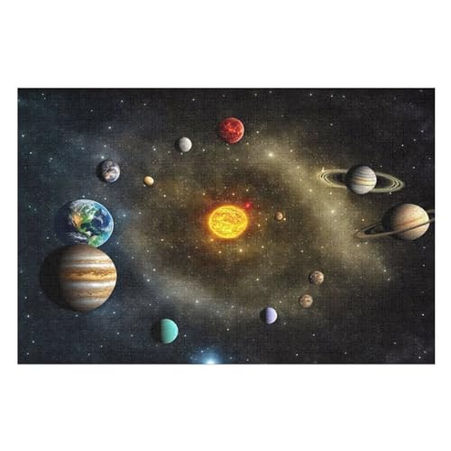 Sonnensystem Holzpuzzle 1000 Teile, Knobelspiele Für Erwachsene, Teenager, Puzzles Unmögliche - Kinder Puzzle Zimmer Deko （75×50cm） von AAPZY