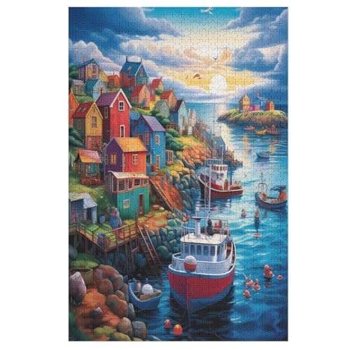 Sonnenuntergang über dem Hafen-Puzzle Für Erwachsene, 1000-teilige Puzzles Für Teenager Und Kinder, Kreative Puzzles Für Die Familie, Herausfordernde Spiele, Spielzeug, Geschenke （78×53cm） von AAPZY