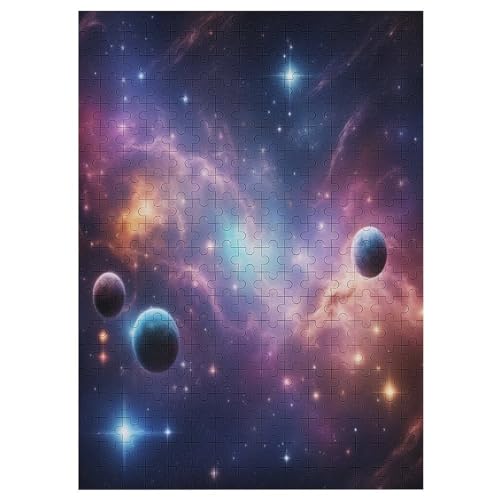 Space Planet Holzpuzzle 300 Teile, Knobelspiele Für Erwachsene, Teenager, Puzzles Unmögliche - Kinder Puzzle Zimmer Deko 42×30cm von AAPZY