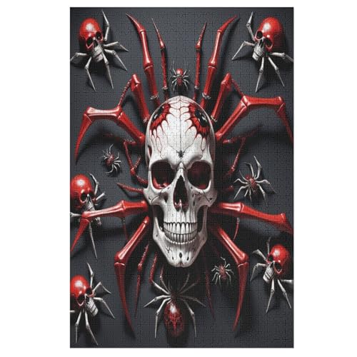 Spinne Skull Holzpuzzle 1000 Teile, Knobelspiele Für Erwachsene, Teenager, Puzzles Unmögliche - Kinder Puzzle Zimmer Deko 78×53cm von AAPZY